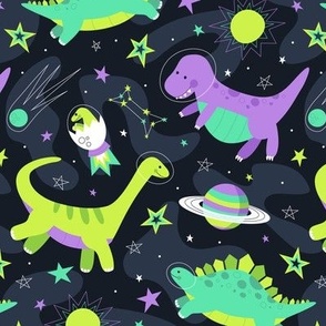 Space Dinosaurs (Lime, Teal, Purple)