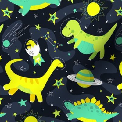 Space Dinosaurs (Lime, Yellow, Teal)
