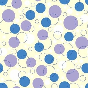 Dots and Circles Blue on Yellow