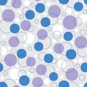 Dots and Circles Blue on Gray