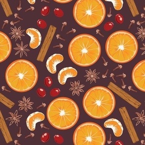Small Christmas Mulled Wine Spices with Congo Brown Background