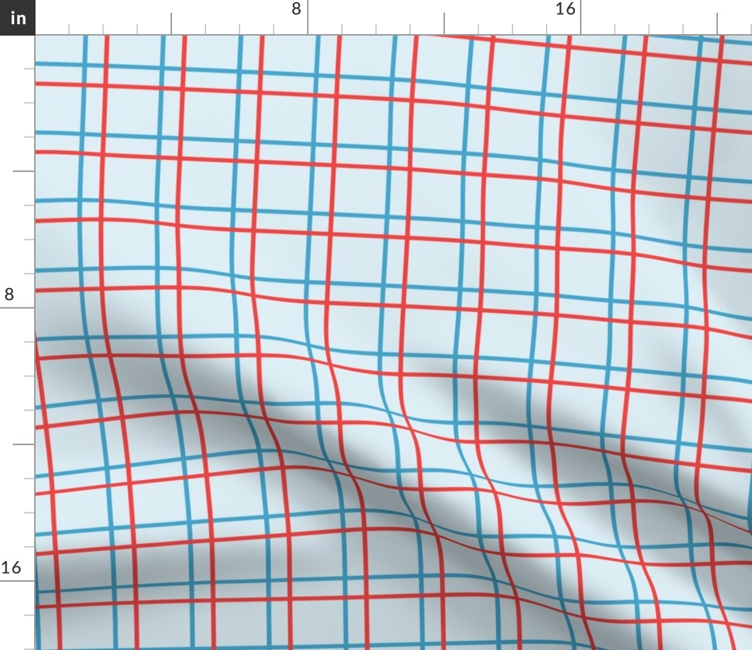 Patriotic Double Windowpane Check — Red and Blue