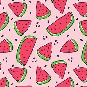 Doodle Watermelons on Pink