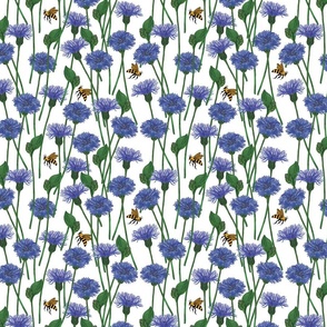 Cornflowers-Bees-SpoonflowerReady