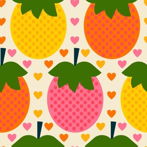Retro-Strawberry-Love---L---GREEN--pink-yellow-orange---LARGE