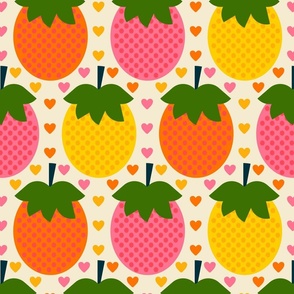 Retro-Strawberry-Love---M---GREEN--pink-yellow-orange---MEDIUM