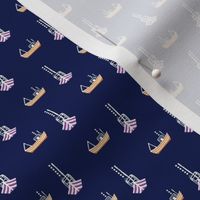 Navy blue nautical boat fabric or Purple and yellow boats 