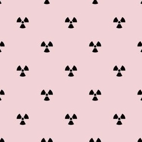 Black Radiation Symbols on a Cotton Candy Pink Background