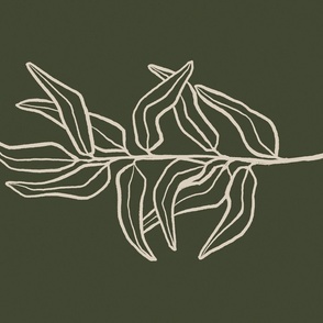 005 Botanical Eucalyptus Branch Line Art II on Forest Green