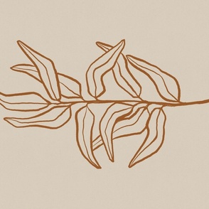 005 Botanical Eucalyptus BranchLine art drawing II Copper