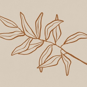 005 Botanical Eucalyptus Branch Line art drawing III Copper