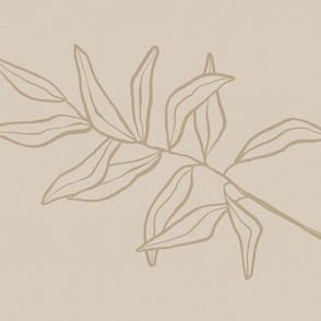 005 Botanical Eucalyptus Branch Line Drawing III Beige