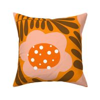 Climbing Flowers V5: 70s Rustic Abstract Retro Floral Flower Power in Brown and Orange - XL