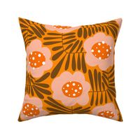 Climbing Flowers V5: 70s Rustic Abstract Retro Floral Flower Power in Brown and Orange - Large