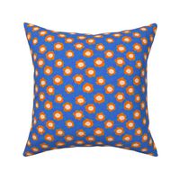 Climbing Flowers V3: Abstract Retro Floral Flower Power in Blue and Orange - Small