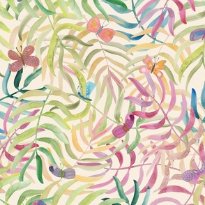 Joyful Jungle butterflies - cream - medium