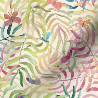 Joyful Jungle butterflies - cream - small