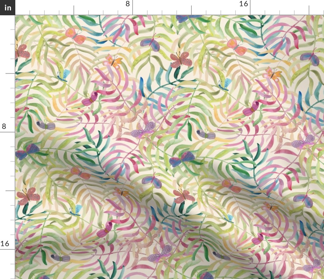 Joyful Jungle butterflies - cream - small