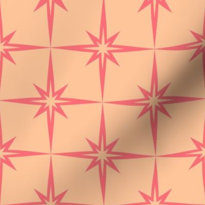 Retro Star Pattern Pink on Beige