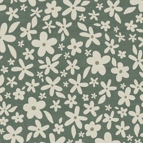 Ditsy Floral_Muted Forest Green_Linen Look_