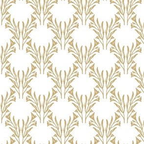 Traditional Lattice in Gold & White for Fabric, DIY Projects, & Wallpaper