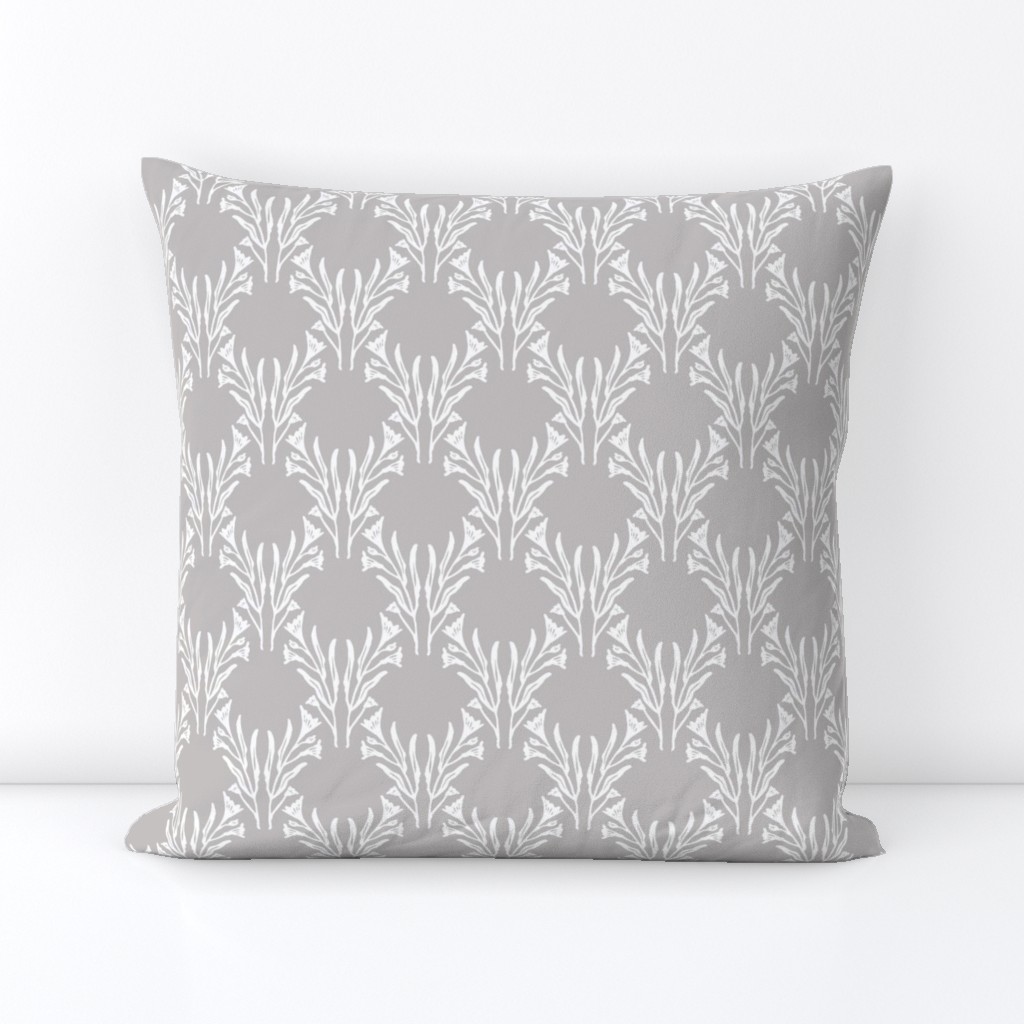 Floral Lattice in Grey & White for Fabric, DIY Projects, & Wallpaper