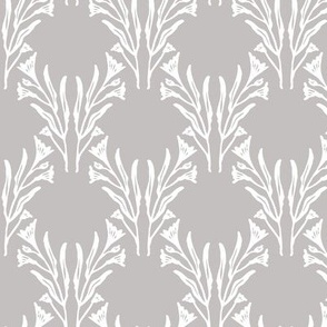 Floral Lattice in Grey & White for Fabric, DIY Projects, & Wallpaper