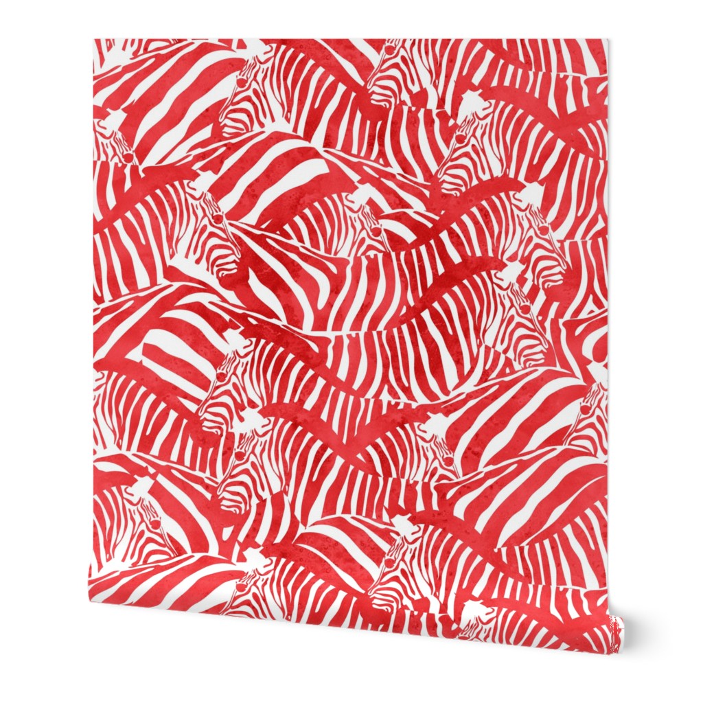 Large jumbo scale // Exotic zebra stripes // watercolour red animal print