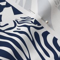 Large jumbo scale // Exotic zebra stripes // navy blue and white animal print