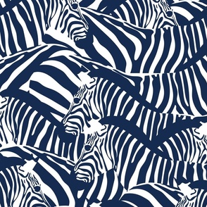 Large jumbo scale // Exotic zebra stripes // navy blue and white animal print