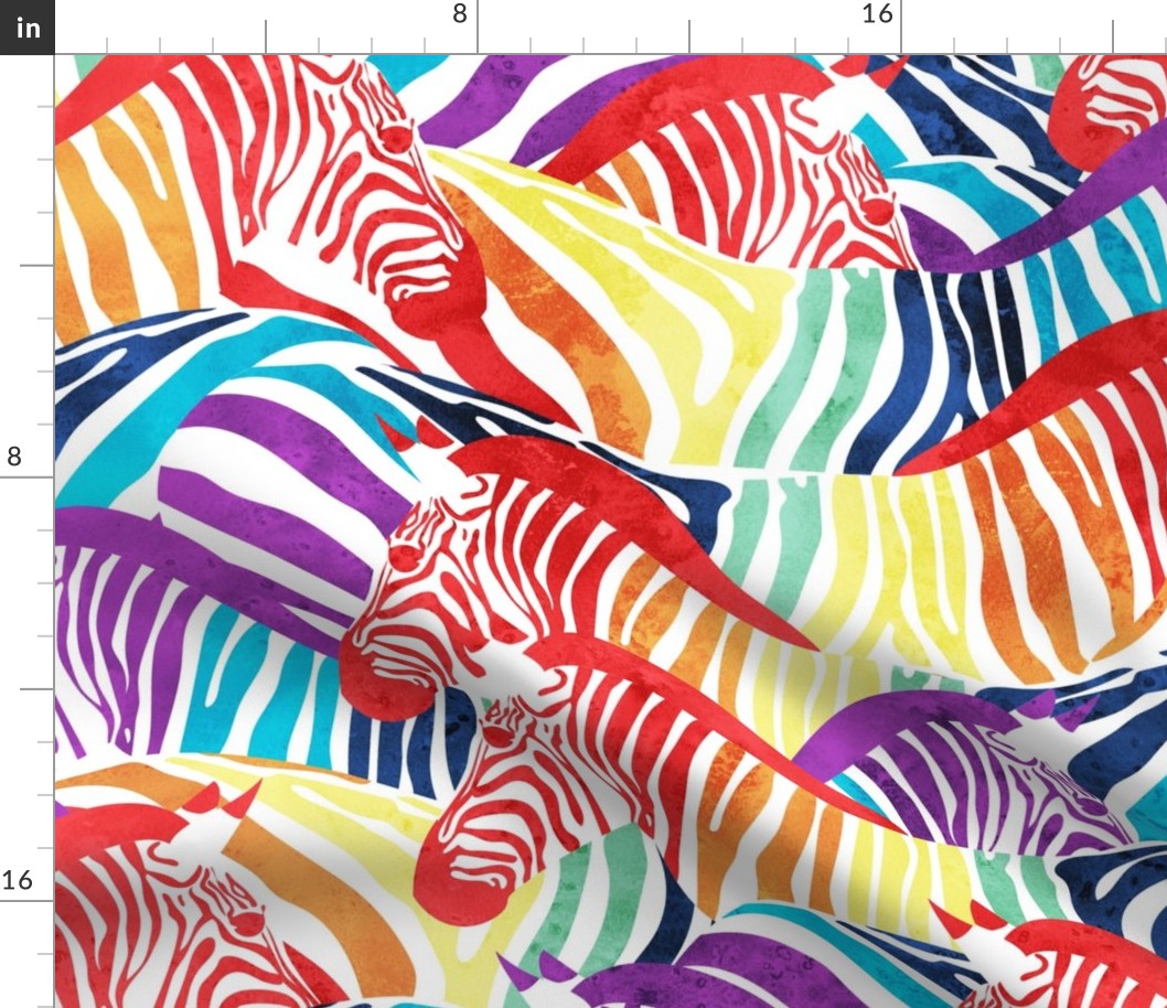 Large jumbo scale // Exotic and colourful zebra stripes // watercolour orange animal print