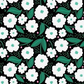 Bold Minimal Florals on black (small)