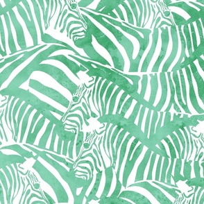 Large jumbo scale // Exotic and colourful zebra stripes // watercolour silver tree green animal print