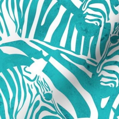 Large jumbo scale // Exotic and colourful zebra stripes // watercolour teal animal print