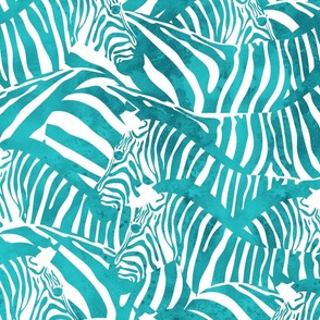 Large jumbo scale // Exotic and colourful zebra stripes // watercolour teal animal print