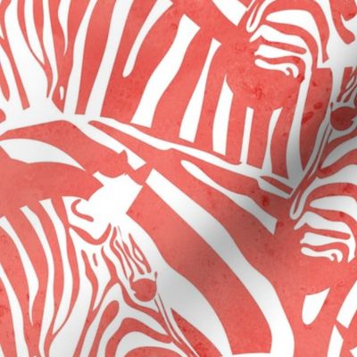 Large jumbo scale // Exotic and colourful zebra stripes // watercolour coral animal print