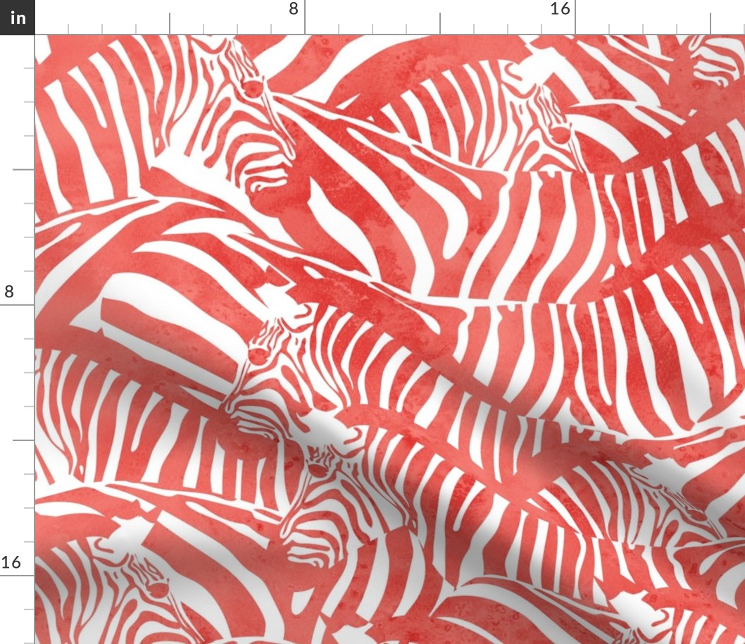 Large jumbo scale // Exotic and colourful zebra stripes // watercolour coral animal print