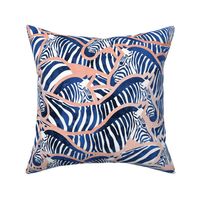  Normal scale // Exotic zebra stripes // watercolour classic blue animal print coral rose metal lines