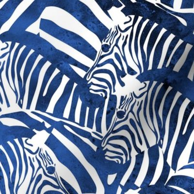 Normal scale // Exotic zebra stripes // watercolour classic blue animal print