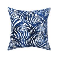 Normal scale // Exotic zebra stripes // watercolour classic blue animal print