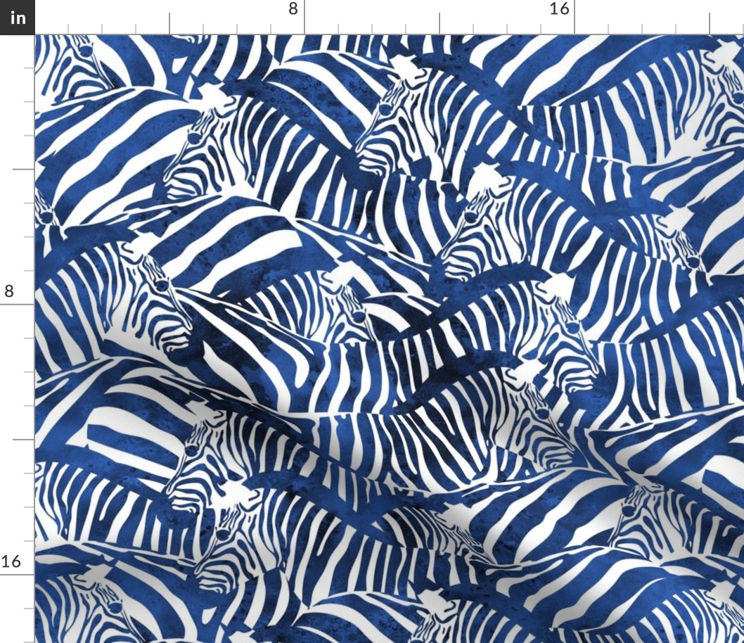 Normal scale // Exotic zebra stripes // watercolour classic blue animal print