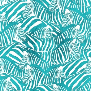 Normal scale // Exotic and colourful zebra stripes // watercolour teal animal print