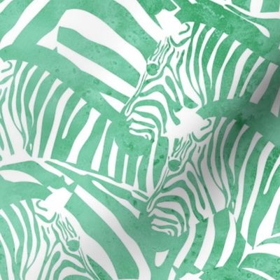 Normal scale // Exotic and colourful zebra stripes // watercolour silver tree green animal print