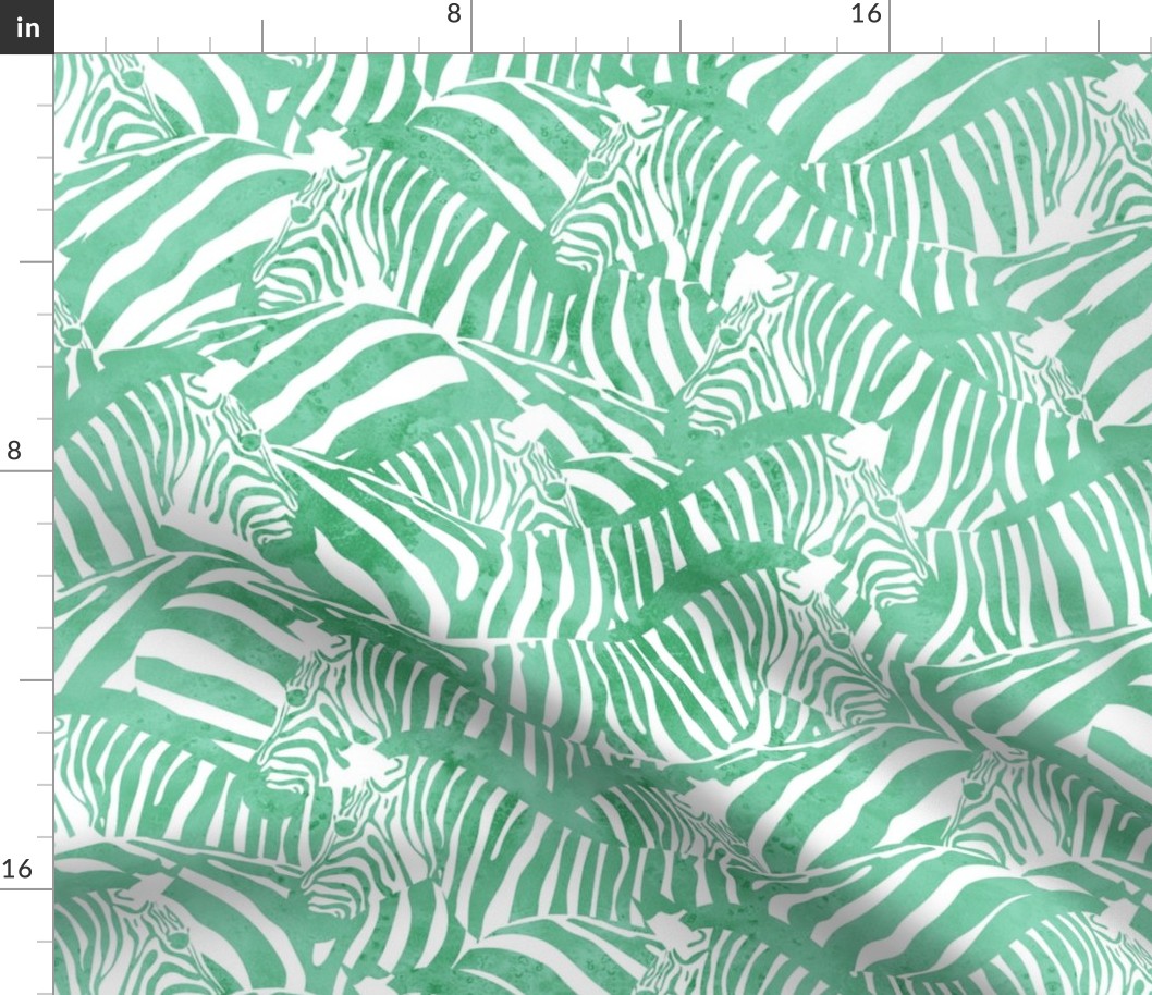 Normal scale // Exotic and colourful zebra stripes // watercolour silver tree green animal print