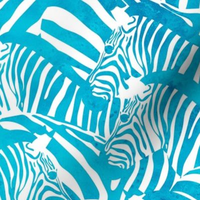 Normal scale // Exotic and colourful zebra stripes // watercolour iris blue animal print