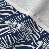 Small scale // Exotic zebra stripes // navy blue and white animal print