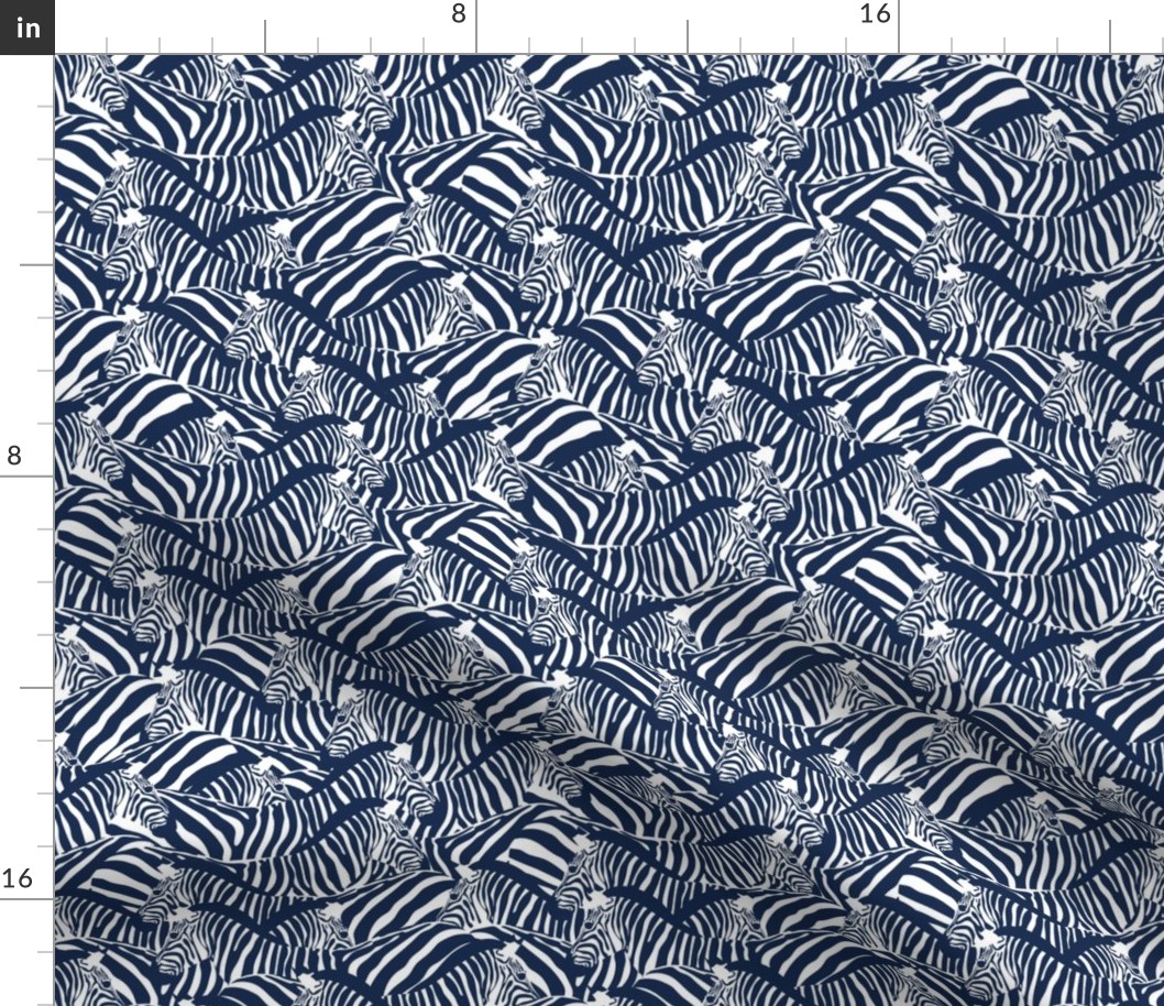 Small scale // Exotic zebra stripes // navy blue and white animal print