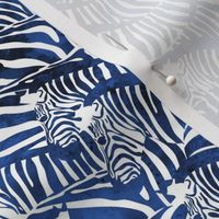 Small scale // Exotic zebra stripes // watercolour classic blue animal print