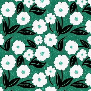 Bold Minimal Florals on green (small)
