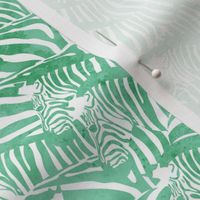 Small scale // Exotic and colourful zebra stripes // watercolour silver tree green animal print